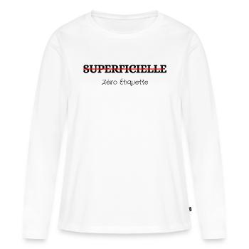 Zéro étiquette - T-shirt manches longues Premium bio Femme - blanc - Devant - Julia (174cm)