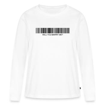 Veux-tu m’épouser Code-barres - T-shirt manches longues Premium bio Femme - blanc - Devant - Julia (174cm)