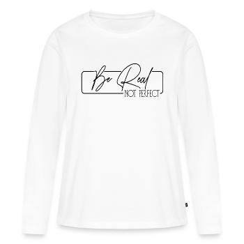 Soyez réel, pas parfait - T-shirt manches longues Premium bio Femme - blanc - Devant - Julia (174cm)