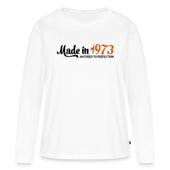 Fabriqué en 1973 - T-shirt manches longues Premium bio Femme - blanc - Devant - Julia (174cm)