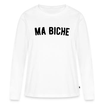 Ma biche Louis de funes - T-shirt manches longues Premium bio Femme - blanc - Devant - Julia (174cm)