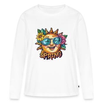 Printemps Printemps Fleurs De Soleil - T-shirt manches longues Premium bio Femme - blanc - Devant - Julia (174cm)