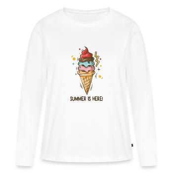 Crème glacée L’été est là Crème glacée Glacier Glacier Heure d’été - T-shirt manches longues Premium bio Femme - blanc - Devant - Julia (174cm)