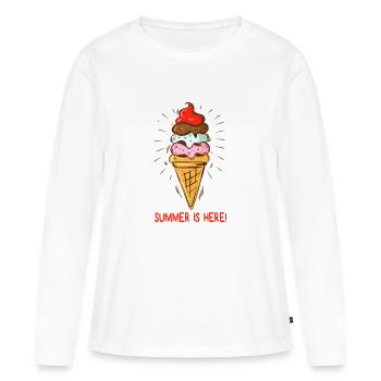 Crème glacée L’été est là Crème glacée Glacier Glacier Heure d’été - T-shirt manches longues Premium bio Femme - blanc - Devant - Julia (174cm)
