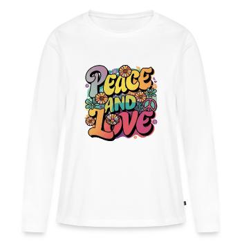 Peace And Love Hippie 1960s 1970s - Women's Premium Organic Long Sleeve Shirt - white - Front - Julia (174cm)