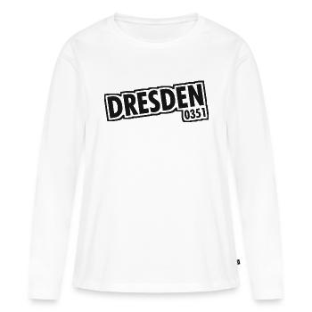 Dresde - 0351 - Indicatif régional - Saxe - T-shirt manches longues Premium bio Femme - blanc - Devant - Julia (174cm)