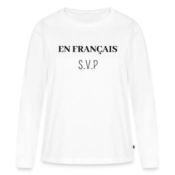 en Français s'il vous plait - T-shirt manches longues Premium bio Femme - blanc - Devant - Julia (174cm)