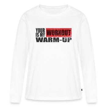 votre entraînement est miy warmup T shirt Design - T-shirt manches longues Premium bio Femme - blanc - Devant - Julia (174cm)