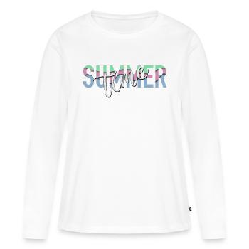 Heure d’été - Été - Vacances - T-shirt manches longues Premium bio Femme - blanc - Devant - Julia (174cm)