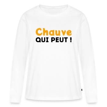 Chauve qui peut ! - T-shirt manches longues Premium bio Femme - blanc - Devant - Julia (174cm)