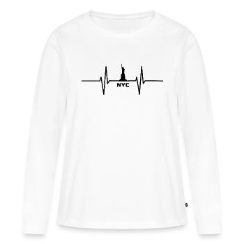 Battement de cœur avec la Statue de la Liberté de New York - T-shirt manches longues Premium bio Femme - blanc - Devant - Julia (174cm)