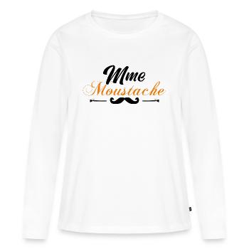 monsieur moustaches, Idée cadeau d'élégance. - T-shirt manches longues Premium bio Femme - blanc - Devant - Julia (174cm)