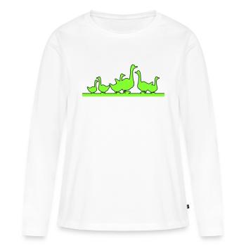 Famille des oies - T-shirt manches longues Premium bio Femme - blanc - Devant - Julia (174cm)