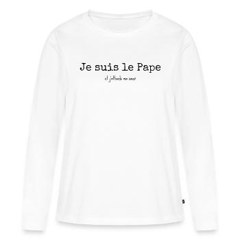 Odile Deray - Le Pape et la soeur - T-shirt manches longues Premium bio Femme - blanc - Devant - Julia (174cm)