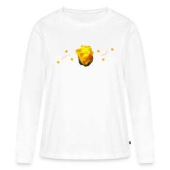 roses jaunes - T-shirt manches longues Premium bio Femme - blanc - Devant - Julia (174cm)