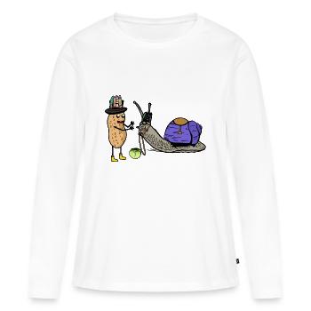 Escargots de cacahuètes Cheval Renner Chevaux de course - T-shirt manches longues Premium bio Femme - blanc - Devant - Julia (174cm)