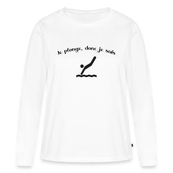 Je plonge donc je suis - T-shirt manches longues Premium bio Femme - blanc - Devant - Julia (174cm)
