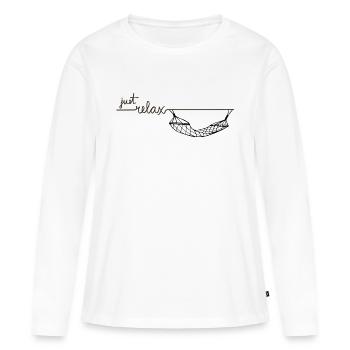 Just Relax Hängematte - Frauen Premium Bio Langarmshirt - Weiß - Vorne - Julia (174cm)