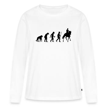 Cavalier de dressage Evolution - T-shirt manches longues Premium bio Femme - blanc - Devant - Julia (174cm)
