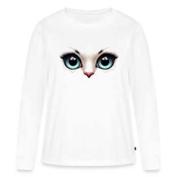 Yeux de chat Lumière - T-shirt manches longues Premium bio Femme - blanc - Devant - Julia (174cm)