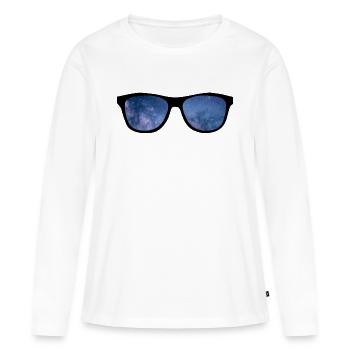 Lunettes de soleil Vacances Heure d’été - T-shirt manches longues Premium bio Femme - blanc - Devant - Julia (174cm)