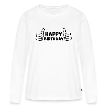 Anniversaire Pouce levé - T-shirt manches longues Premium bio Femme - blanc - Devant - Julia (174cm)