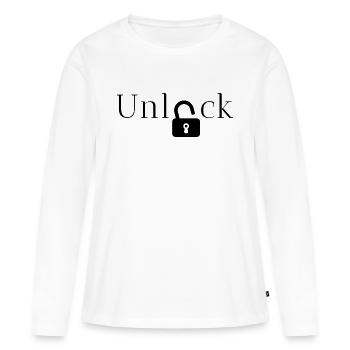 unlock gift idea - Women's Premium Organic Long Sleeve Shirt - white - Front - Julia (174cm)