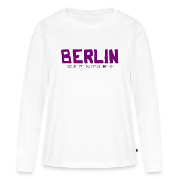 Coordonnées de Berlin - Latitude - Longitude - T-shirt manches longues Premium bio Femme - blanc - Devant - Julia (174cm)