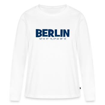 Berlin coordinates - Latitude - Longitude - Women's Premium Organic Long Sleeve Shirt - white - Front - Julia (174cm)