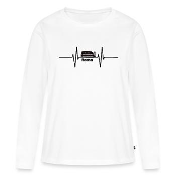 Battement de cœur avec Colisée Rome - T-shirt manches longues Premium bio Femme - blanc - Devant - Julia (174cm)