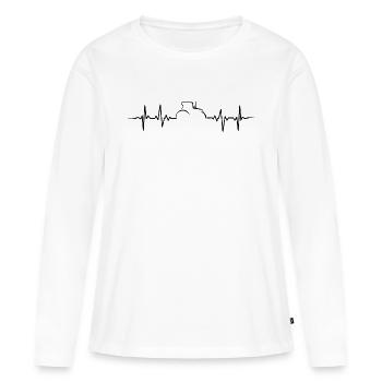 Tracteur agricole Heartbeat Trekker Farmer - T-shirt manches longues Premium bio Femme - blanc - Devant - Julia (174cm)