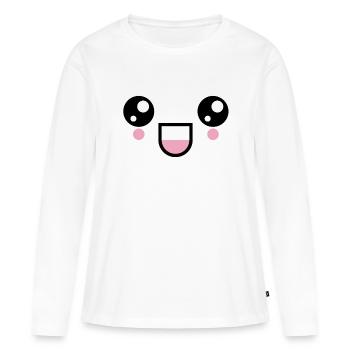 Kawaii visage de rire visage émoticône émoticône visage - T-shirt manches longues Premium bio Femme - blanc - Devant - Julia (174cm)