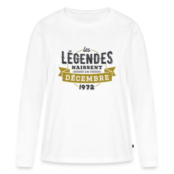 Les légendes naissent en décembre 1972 - T-shirt manches longues Premium bio Femme - blanc - Devant - Julia (174cm)