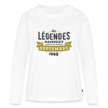 Les légendes naissent en septembre 1982 - T-shirt manches longues Premium bio Femme - blanc - Devant - Julia (174cm)