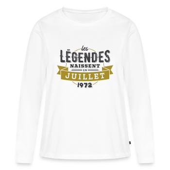 Les légendes naissent en juillet 1972 - T-shirt manches longues Premium bio Femme - blanc - Devant - Julia (174cm)