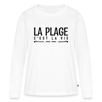 La plage c'est la vie. cadeau pour la vacances. - T-shirt manches longues Premium bio Femme - blanc - Devant - Julia (174cm)