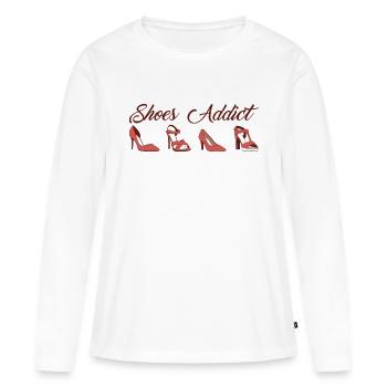 Shoes Addict - T-shirt manches longues Premium bio Femme - blanc - Devant - Julia (174cm)