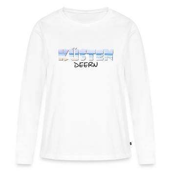 Küstendeern Schrift mit Strand - Frauen Premium Bio Langarmshirt - Weiß - Vorne - Julia (174cm)