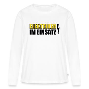 Elektriker im Einsatz gelb - Frauen Premium Bio Langarmshirt - Weiß - Vorne - Julia (174cm)