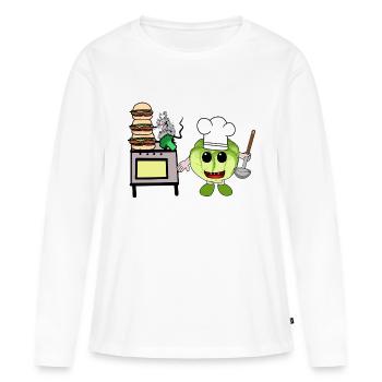 chou cuisinier cuisiniers cuisinier cuisinier hôte cuisine - T-shirt manches longues Premium bio Femme - blanc - Devant - Julia (174cm)