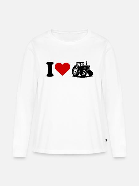 Ik hou van harttractor - Vrouwen Premium Bio shirt met lange mouwen - wit