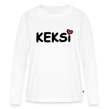 Keksi Nom d’animal de compagnie Coeur - T-shirt manches longues Premium bio Femme - blanc - Devant - Julia (174cm)