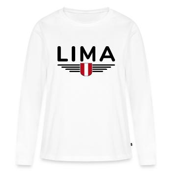 Lima Design – Découvrez la capitale du Pérou - T-shirt manches longues Premium bio Femme - blanc - Devant - Julia (174cm)