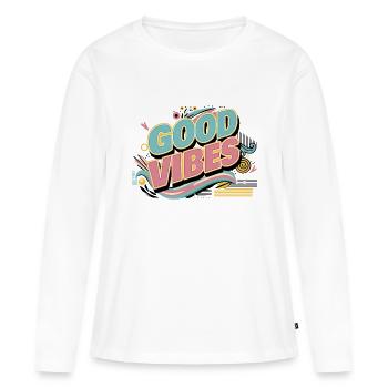 Soyez positif - T-shirt manches longues Premium bio Femme - blanc - Devant - Julia (174cm)