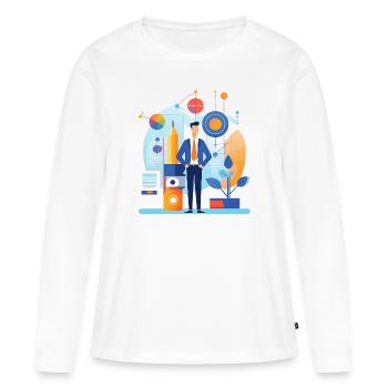 Businessman in the office illustration - Women's Premium Organic Long Sleeve Shirt - white - Front - Julia (174cm)