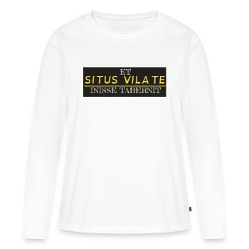 Sieht aus wie Latein, ist es aber nicht.EXKLUSIVE - Frauen Premium Bio Langarmshirt - Weiß - Vorne - Julia (174cm)