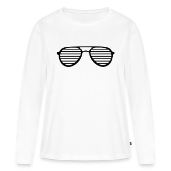 sonnenbrille - Frauen Premium Bio Langarmshirt - Weiß - Vorne - Julia (174cm)