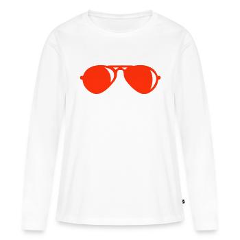 sonnenbrille - Frauen Premium Bio Langarmshirt - Weiß - Vorne - Julia (174cm)