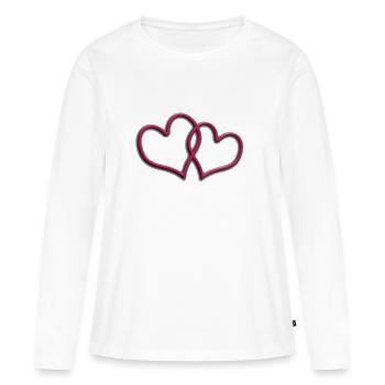 Coeur Saint Valentin (Coeur) - T-shirt manches longues Premium bio Femme - blanc - Devant - Julia (174cm)