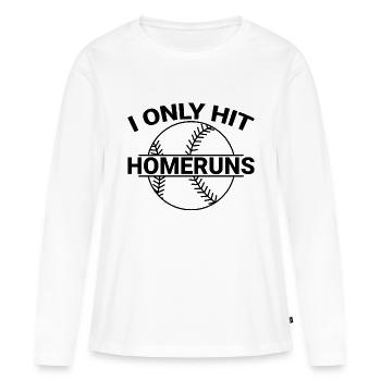 Je ne frappe que des homeruns - T-shirt manches longues Premium bio Femme - blanc - Devant - Julia (174cm)